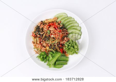 Fried Spicy Basil With Minced Pork .