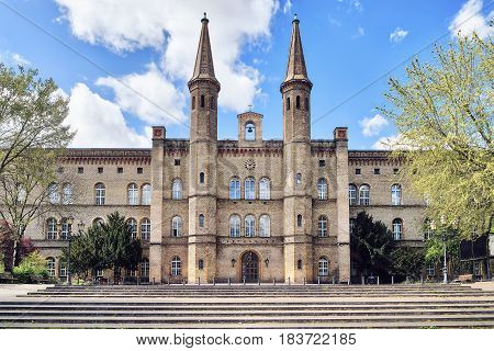 house of artist Bethanien Berlin Kreuzberg in summer