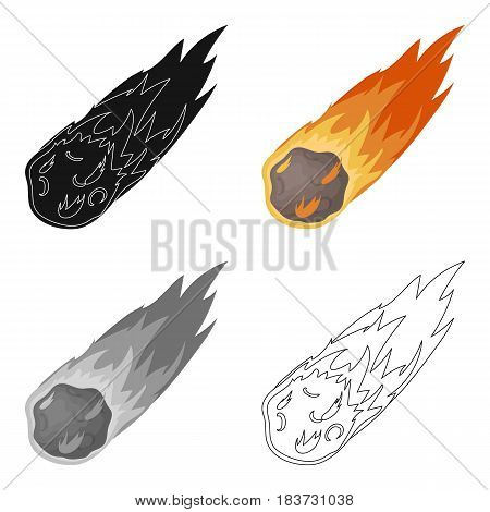 Flame meteorite icon in cartoon design isolated on white background. Dinosaurs and prehistoric symbol stock vector illustration.