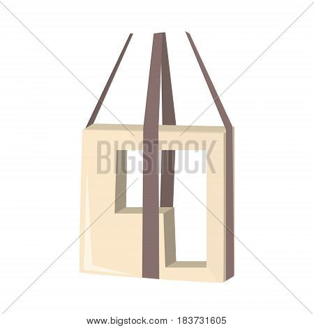 Crane is lifting a precast concrete wall panel. Building and construction. Colorful cartoon vector Illustration isolated on a white background