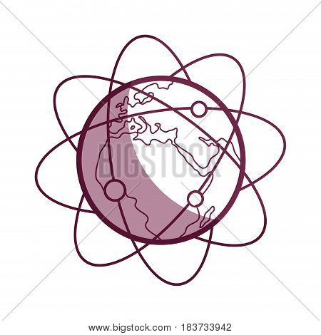 silhouette geostationary orbits around earth planet, vector illustration