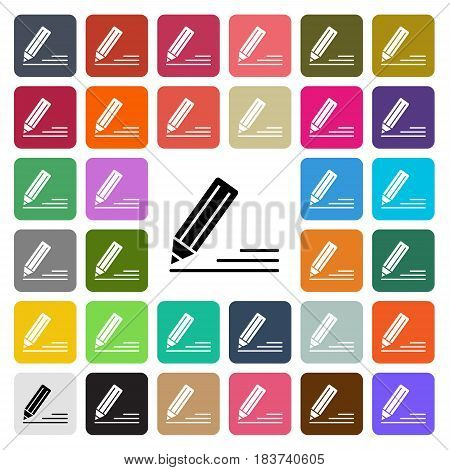 Vector modern Edit flat design icon set in button.