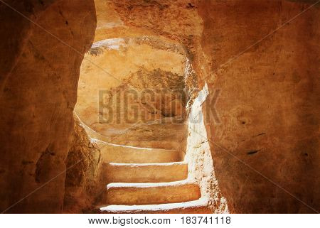 Cave ar Beit Guvrin Maresha national park. Israel.