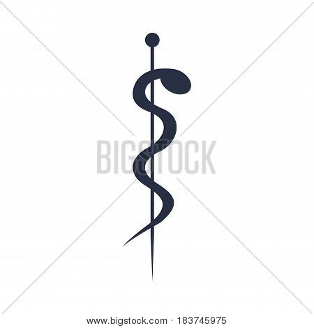 white background with dark blue health symbol with serpent entwined vector illustration