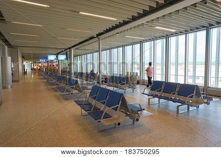GENEVA, SWITZERLAND - CIRCA SEPTEMBER, 2014: inside Geneva International Airport