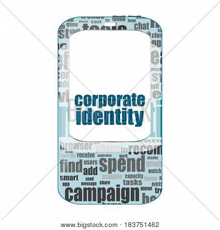Business Concept. Text Corporate Identity . Detailed Modern Smartphone Isolated On White