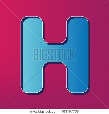 Letter H sign design template element. Vector. Blue 3d printed icon on magenta background.