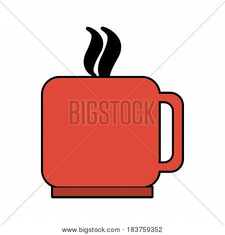 colorful silhouette mug of coffee with steam vector illustration