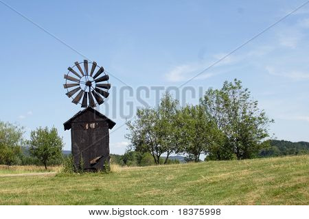 An old historic houses in museum  â Roznov  Skansen -  Wallachian Village open air museum- in Czech republic in Europe under mountains by name Beskydy