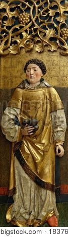 ZAGREB, CROATIA - FEBRUARY 17: Saint Stephen, the end of the 15th century, from the Church of St. Vitus in Vrbovec, Zagreb, Croatia on February 17, 2015.