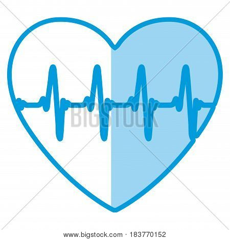 blue shading silhouette of heart with signs of life vector illustration