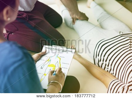 Group of people massage training course