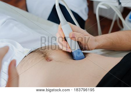 Abdominal Ultrasound Examination In Medical Office