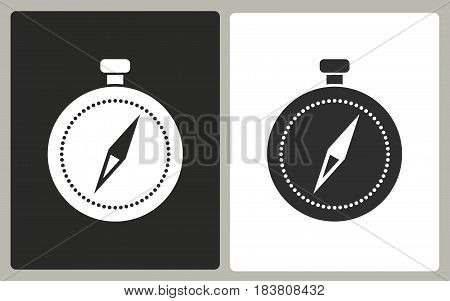 Compass - black and white vector icons. Illustration isolated for graphic and web design.