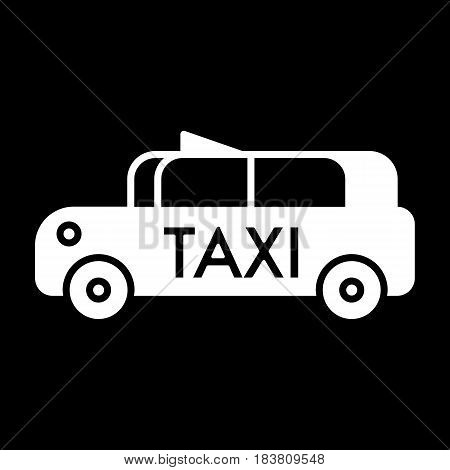 Taxi car vector icon. solid design on black background. eps 10