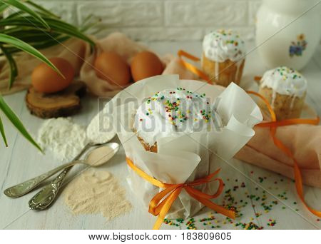 Festive Easter baking. Easter. Bakery products. Sweet pastries. Festive pastry. Beautiful still lifes with baking.