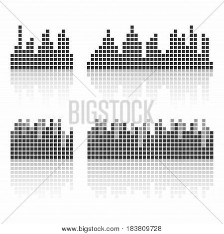 Square sound waveforms. Music waves logo for sound studio template for ui musical equipment vst. Vector illustration