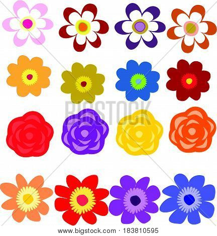 Vector - Set of Flowers A simple vector illustration of flowers isolated on white