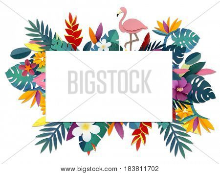 Flamingo Nature Papercraft Leaves Plants