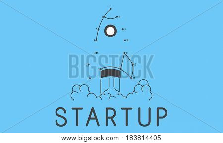 Startup New Business Launch Rocket Connected Dots Puzzle