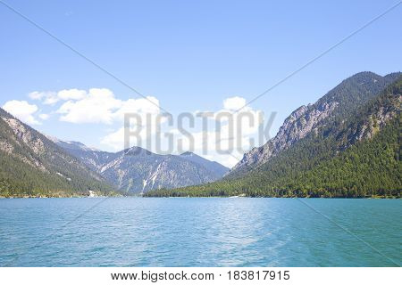 View at little lake Plansee Tirol Austria