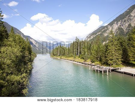 View at little lake Plansee Tirol Austria