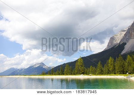 View at little lake near Ehrwald Tirol Austria