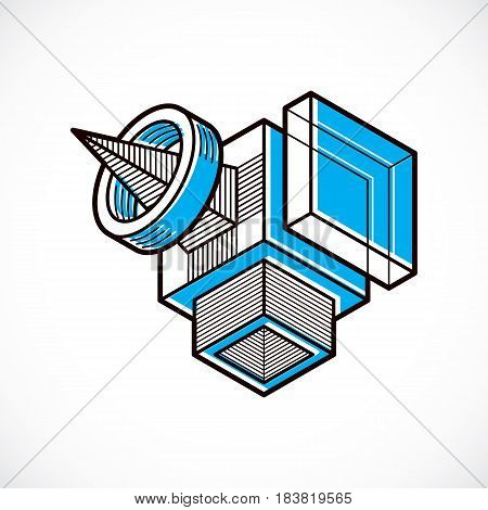 Abstract three-dimensional shape vector design cube element.