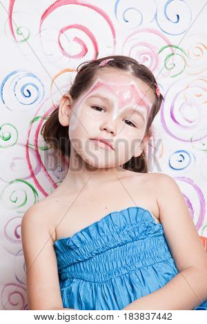 Portrait Of The Girl With Makeup On Her Face
