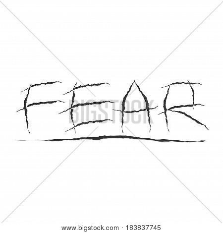 Claws scratches on transparent background.. Word Fear made with claws scratches. Vector illustration