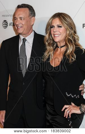 NEW YORK, NY - APRIL 26: Rita Wilson and Tom Hanks attend 'The Circle' premiere during the 2017 Tribeca Film Festival at BMCC Tribeca PAC on April 26, 2017 in New York City.