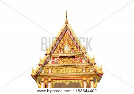 Beautiful Nagas or Serpents (Giant snake) and thai style angel statue on the top of roof in 