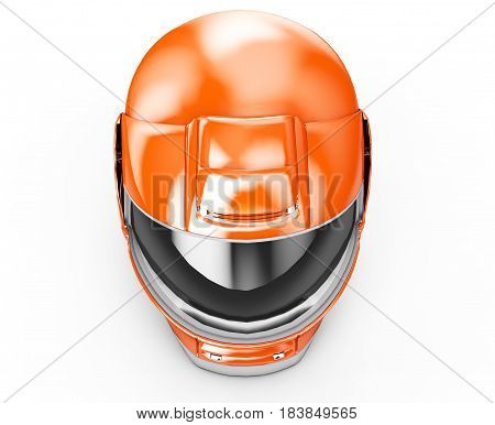 High resolution 3d render Orange moto helmet.