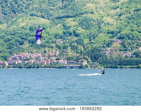 Kitesurfing Action At The Lake
