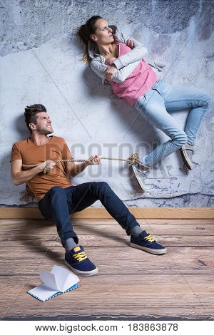 Woman Unwilling To Look At Man