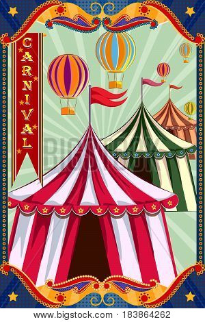 easy to edit vector illustration of Vintage retro Carnival Party banner poster design