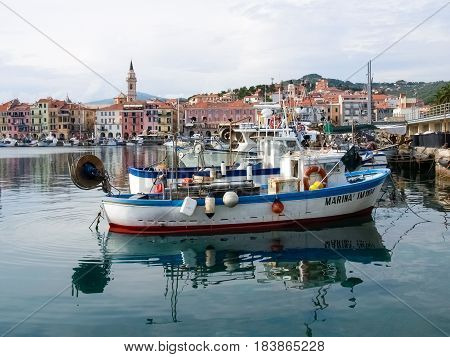 Several Fishing Boats Are Moored.