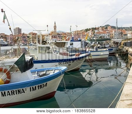 Several Fishing Boats Are Moored.