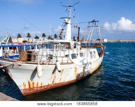 Several Fishing Boats Are Moored.