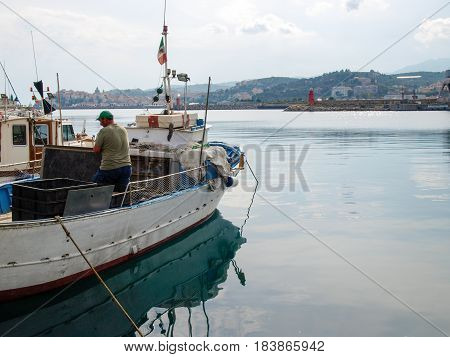 Several Fishing Boats Are Moored.