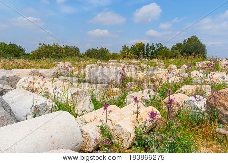 Archeological ruins ancient buildings in Beit Guvrin national Park Israel.