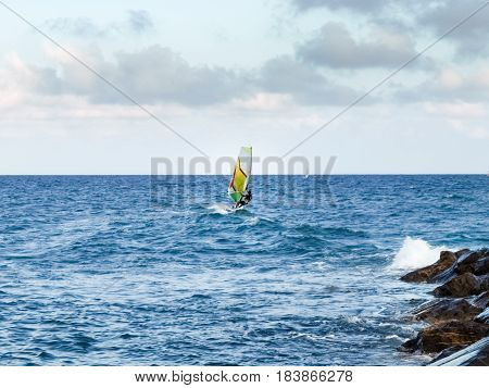 Windsurfing In The Evening Light