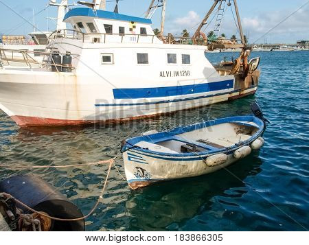 Several Fishing Boats Are Moored.