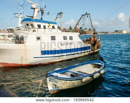 Several Fishing Boats Are Moored.