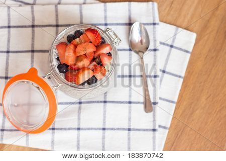 Chia Seeds. A Delicious Healthy Breakfast. Diet. Berries And Pudding.