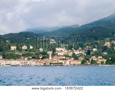 Menaggio Italy - august 25 2015: Menaggio view with perspective and from the ferry landing stage