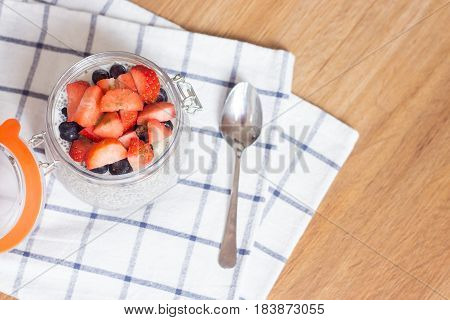 Chia Seeds. A Delicious Healthy Breakfast. Diet. Berries And Pudding.