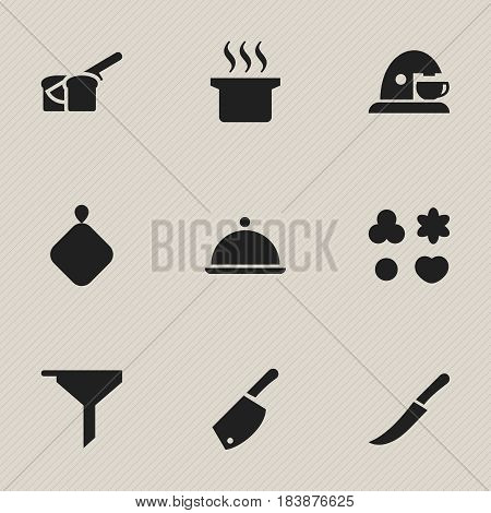 Set Of 9 Editable Meal Icons. Includes Symbols Such As Filtering, Salver, Cup And More. Can Be Used For Web, Mobile, UI And Infographic Design.