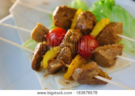 Seitan Kebabs On Plate
