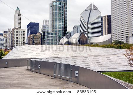 Chicago IL USA october 2016: public BP walkway in Millenium park in Chicago IL. Millenium Park is the second most popular public attraction in the city of Chicago.